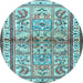 Round Machine Washable Persian Light Blue Traditional Rug, wshtr3664lblu