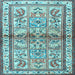 Square Machine Washable Persian Light Blue Traditional Rug, wshtr3664lblu