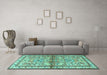 Machine Washable Persian Turquoise Traditional Area Rugs in a Living Room,, wshtr3664turq