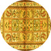 Round Persian Yellow Traditional Rug, tr3664yw