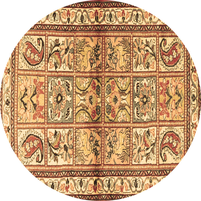 Round Machine Washable Persian Brown Traditional Rug, wshtr3664brn