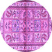 Round Persian Purple Traditional Rug, tr3664pur