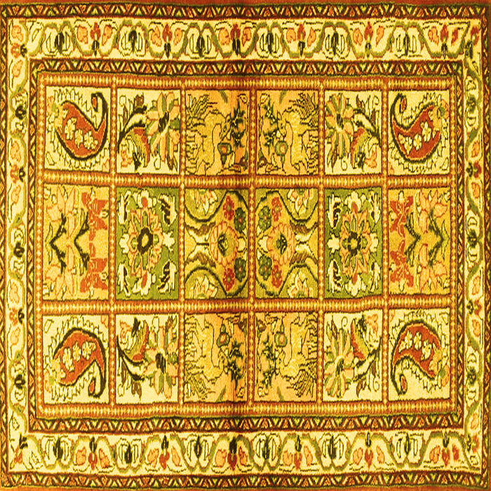 Square Machine Washable Persian Yellow Traditional Rug, wshtr3664yw