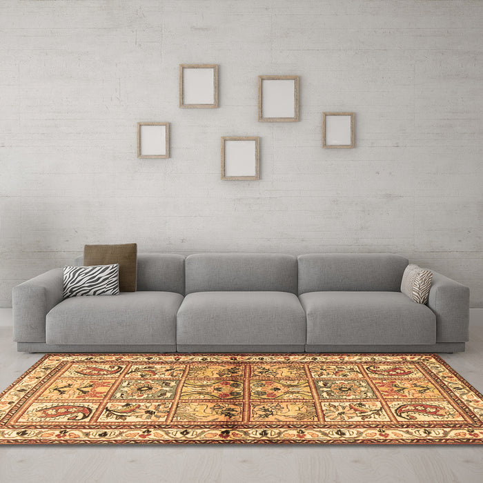 Machine Washable Persian Brown Traditional Rug in a Living Room,, wshtr3664brn