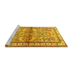 Sideview of Machine Washable Persian Yellow Traditional Rug, wshtr3664yw