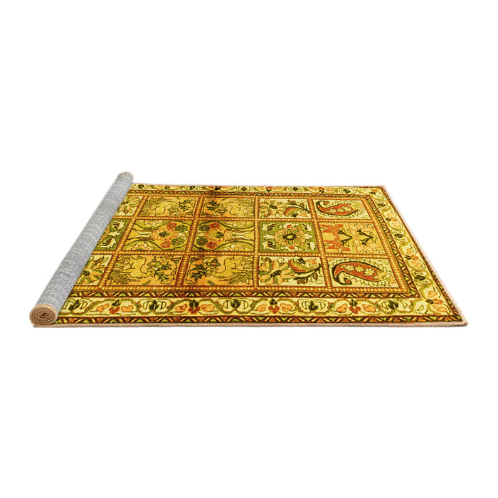 Sideview of Machine Washable Persian Yellow Traditional Rug, wshtr3664yw