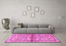Machine Washable Persian Pink Traditional Rug in a Living Room, wshtr3664pnk
