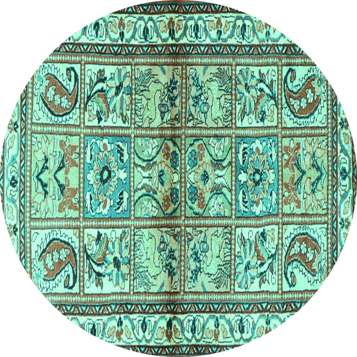 Round Persian Turquoise Traditional Rug, tr3664turq