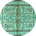 Round Persian Turquoise Traditional Rug, tr3664turq