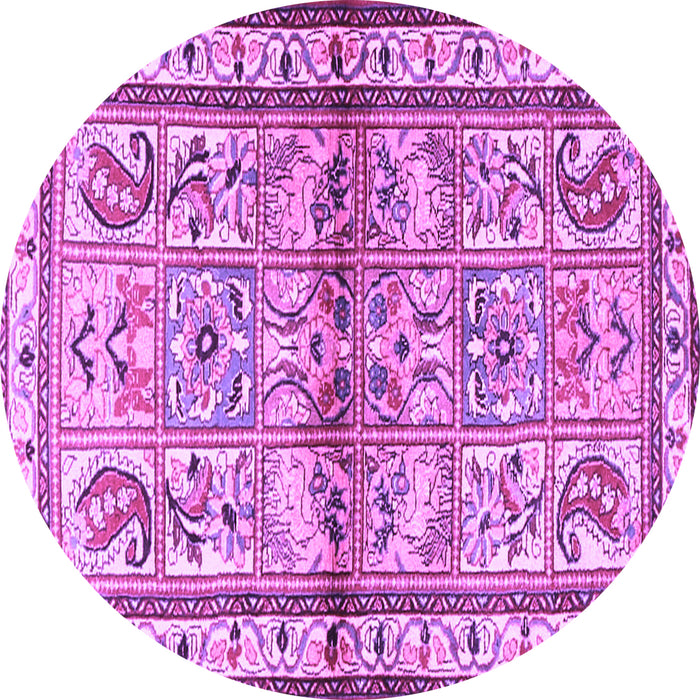 Round Machine Washable Persian Purple Traditional Area Rugs, wshtr3664pur