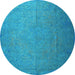 Round Persian Light Blue Bohemian Rug, tr3665lblu