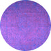 Round Machine Washable Persian Purple Bohemian Area Rugs, wshtr3665pur