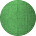 Round Machine Washable Persian Emerald Green Bohemian Area Rugs, wshtr3665emgrn