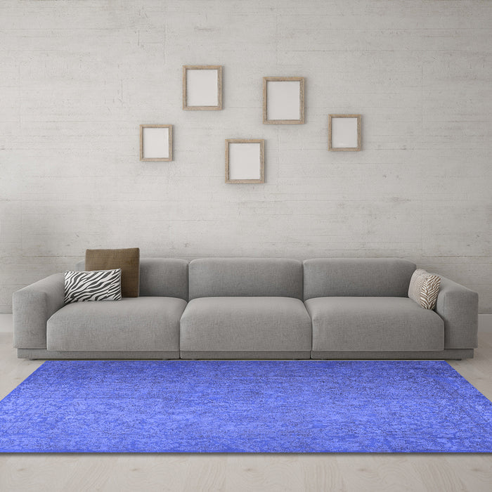 Machine Washable Persian Blue Bohemian Rug in a Living Room, wshtr3665blu