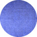 Round Machine Washable Persian Blue Bohemian Rug, wshtr3665blu