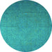 Round Persian Turquoise Bohemian Rug, tr3665turq