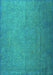 Machine Washable Persian Turquoise Bohemian Area Rugs, wshtr3665turq