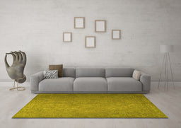 Machine Washable Persian Yellow Bohemian Rug in a Living Room, wshtr3665yw