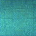 Square Machine Washable Persian Turquoise Bohemian Area Rugs, wshtr3665turq