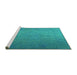 Sideview of Machine Washable Persian Turquoise Bohemian Area Rugs, wshtr3665turq
