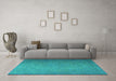 Machine Washable Persian Turquoise Bohemian Area Rugs in a Living Room,, wshtr3665turq