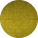 Round Persian Yellow Bohemian Rug, tr3665yw