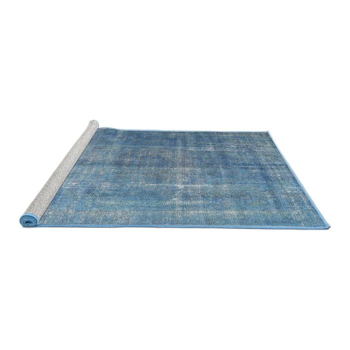 Sideview of Machine Washable Traditional Denim Blue Rug, wshtr3666
