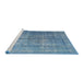 Sideview of Machine Washable Traditional Denim Blue Rug, wshtr3666