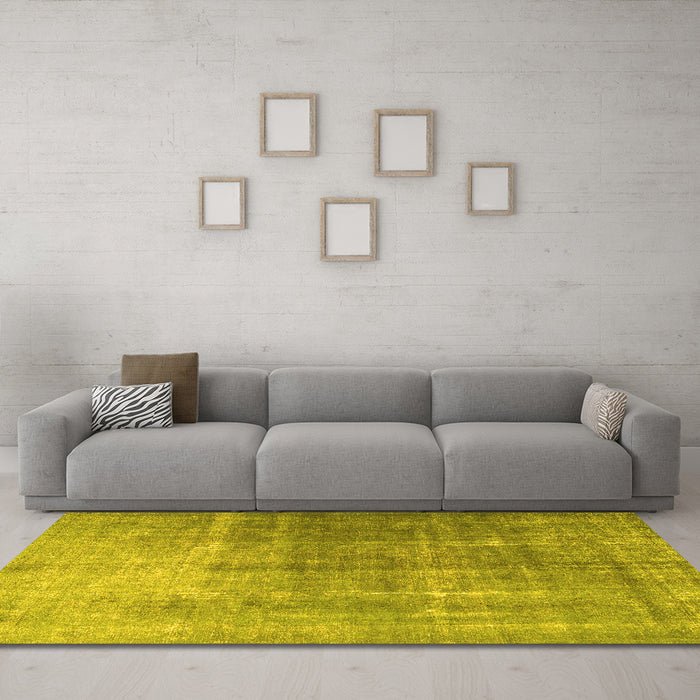 Machine Washable Persian Yellow Bohemian Rug in a Living Room, wshtr3666yw