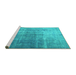 Sideview of Machine Washable Persian Turquoise Bohemian Area Rugs, wshtr3666turq