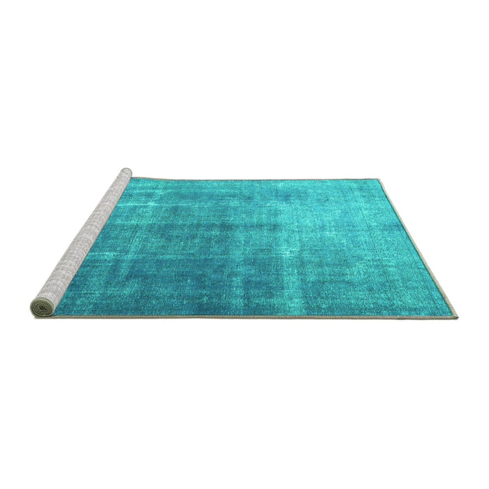 Sideview of Machine Washable Persian Turquoise Bohemian Area Rugs, wshtr3666turq