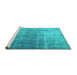 Sideview of Machine Washable Persian Turquoise Bohemian Area Rugs, wshtr3666turq