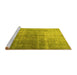 Sideview of Machine Washable Persian Yellow Bohemian Rug, wshtr3666yw