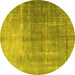 Round Persian Yellow Bohemian Rug, tr3666yw