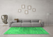 Machine Washable Persian Green Bohemian Area Rugs in a Living Room,, wshtr3666grn