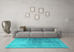 Machine Washable Persian Turquoise Bohemian Area Rugs in a Living Room,, wshtr3666turq