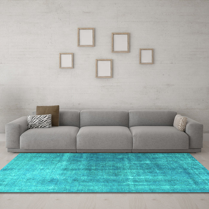 Machine Washable Persian Turquoise Bohemian Area Rugs in a Living Room,, wshtr3666turq