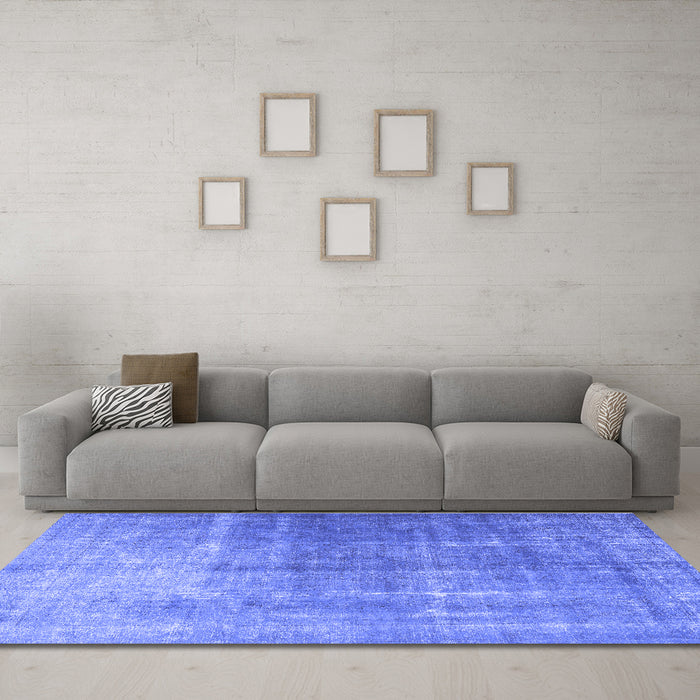 Machine Washable Persian Blue Bohemian Rug in a Living Room, wshtr3666blu