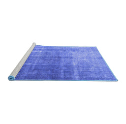 Sideview of Machine Washable Persian Blue Bohemian Rug, wshtr3666blu