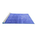 Sideview of Machine Washable Persian Blue Bohemian Rug, wshtr3666blu