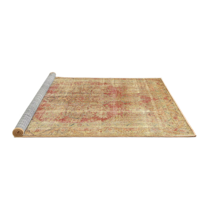 Sideview of Machine Washable Traditional Orange Rug, wshtr3667