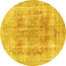 Round Persian Yellow Traditional Rug, tr3667yw