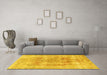 Machine Washable Persian Yellow Traditional Rug in a Living Room, wshtr3667yw