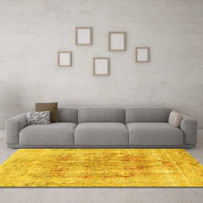 Machine Washable Persian Yellow Traditional Rug in a Living Room, wshtr3667yw