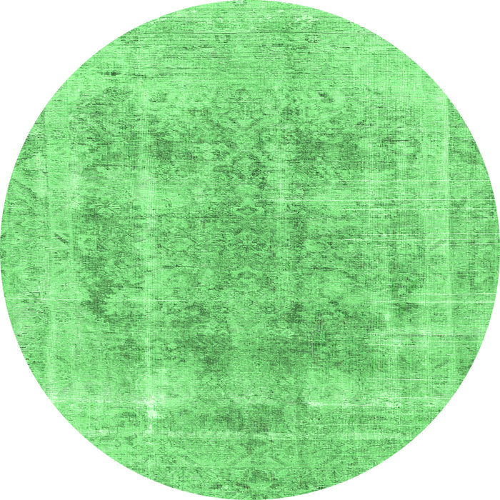 Round Machine Washable Persian Emerald Green Traditional Area Rugs, wshtr3667emgrn