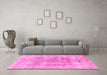 Machine Washable Persian Pink Traditional Rug in a Living Room, wshtr3667pnk