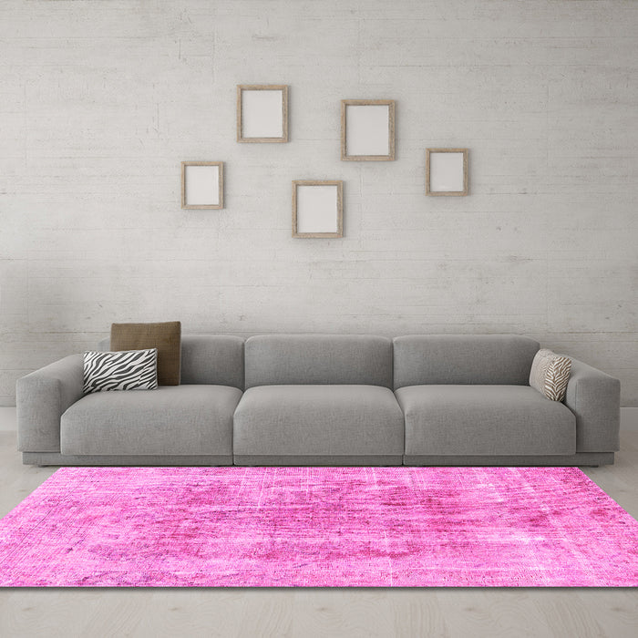 Machine Washable Persian Pink Traditional Rug in a Living Room, wshtr3667pnk