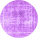 Round Persian Purple Traditional Rug, tr3668pur