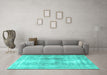 Machine Washable Persian Turquoise Traditional Area Rugs in a Living Room,, wshtr3668turq