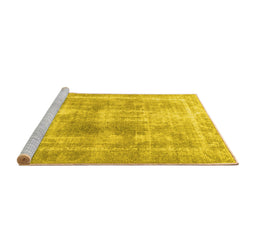 Sideview of Machine Washable Persian Yellow Traditional Rug, wshtr3668yw